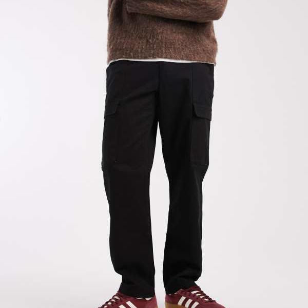 エイソス ASOS asos ASOS DESIGN ストレートカーゴパンツ（ブラック） パンツ ボトム メンズ 男性 インポートブランド 小さいサイズから大きいサイズまで