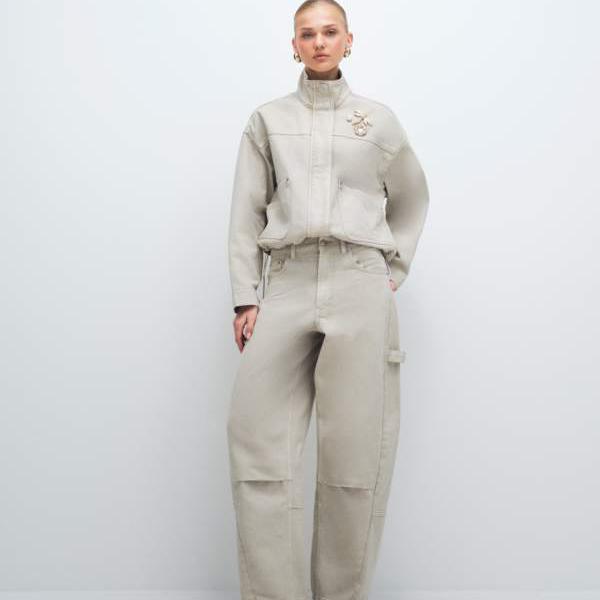 エイソス ASOS asos ASOS DESIGN アビエーター バレル ジーンズ セットアップ（ニュートラルカラー） パンツ ボトム レディース 女性 インポートブランド 小さいサイズから大きいサイズまで