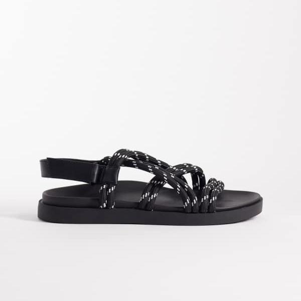 エイソス ASOS asos ASOS DESIGN クロスストラップロープサンダル（ブラック） 靴 メンズ 男性 インポートブランド 小さいサイズから大きいサイズまで｜セレクトショップ　Diva　Closet 12,165円