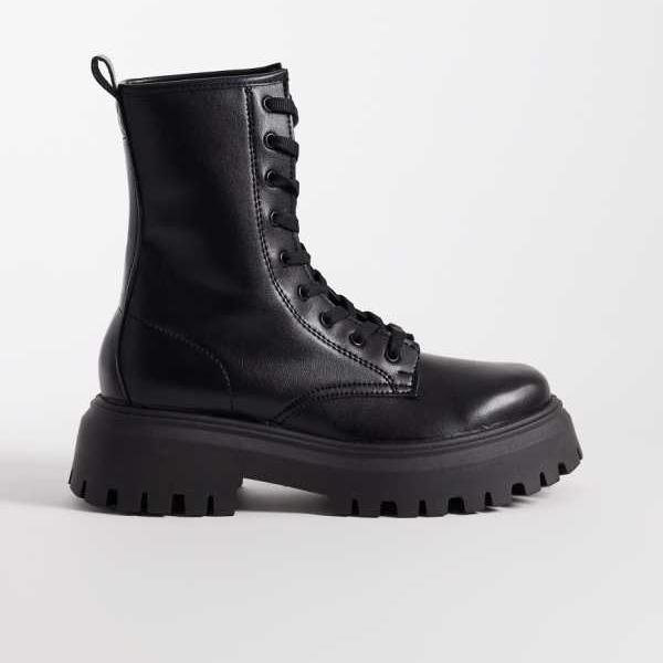 エイソス ASOS asos ASOS DESIGN Ava レースアップフラットブーツ（ブラック） 靴 レディース 女性 インポートブランド 小さいサイズから大きいサイズまで