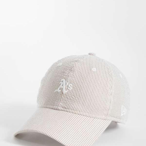 ニュー内鰓 New Era NEW ERA ニュー内鰓 オークランド・アスレチックス 9twenty ミニロゴタイプ シアサッカーキャップ ベージュ かぶり笠 レディース 成人女性 インポートブランド