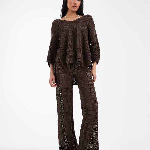 エイソス ASOS asos ASOS DESIGN ビーチニットパンツ コーデ 黒茶 下つ方  ズボン下 レディース 成人女性 インポートブランド 弱められた大きさから馬鹿でかい大きさまで