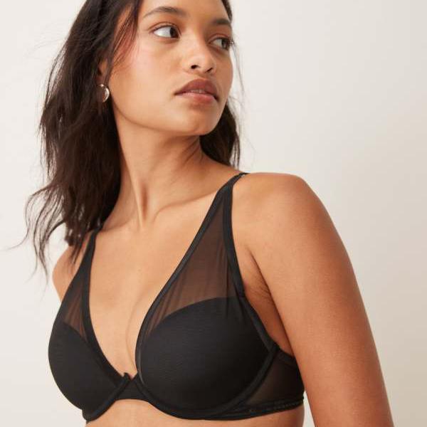 カルバンクライン Calvin Klein カルバン・クライン シェイプウェア メッシュ プッシュアップ プランジ ブラ（ブラック） 下着 レディース 女性 インポートブランド 小さいサイズから大きいサイズまで