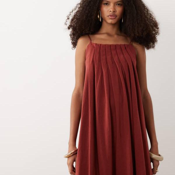 エイソス ASOS asos ASOS DESIGN 筋目入り口・入口トラペーズドレス（ラスティカラー） 衣装 レディース 成人女性 インポートブランド 弱められた大きさから馬鹿でかい大きさまで