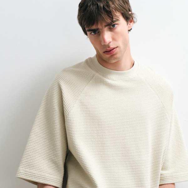 ASOS COLLECTIVE ヘビーウェイト スーパーオーバーサイズ テクスチャードプルオーバー（ベージュ） トップス メンズ 成人男性 インポートブランド たわい無い大きさから気が大きい大きさまで