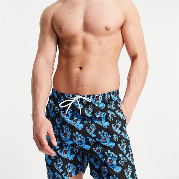 新品本物 サンタクルーズ Santa Cruz Santa Cruz サンタクルスは黒のスイムショーツ全体に手渡します 水着 メンズ 男性 インポートブランド 小さいサイズから大きいサイズまで 絶対一番安い Www Balloonylandkw Com