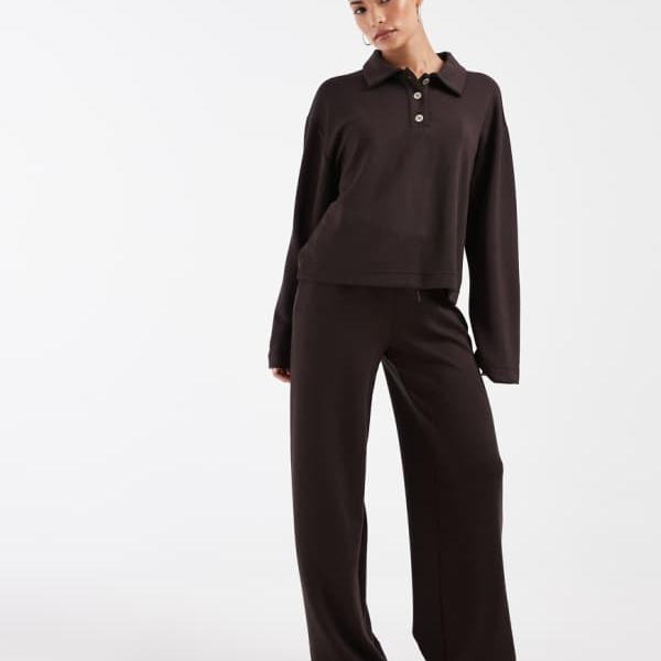 ヴェロモーダ Vero Moda Vero Moda Petiteの超ソフトなウエストタイ付きワイドレッグジョガーパンツセットアップ（チョコレートブラウン） ボトム パンツ レディース 女性 インポートブランド 小さいサイズから大きいサイズまで｜セレクトショップ　Diva　Closet 12,750円