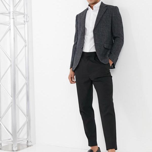 国内外の人気 メンズ アウター チャコールチェックのモスロンドンスリムツイードスーツジャケット Bros Moss モス ブロス 男性 小さいサイズ から大きいサイズまで インポートブランド As Yesim Design