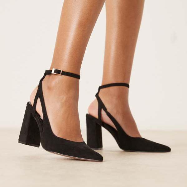 エイソス ASOS asos ASOS DESIGN ワイドフィット ペイズリー ハイブロックヒール シューズ（ブラック） 靴 レディース 女性 インポートブランド 小さいサイズから大きいサイズまで