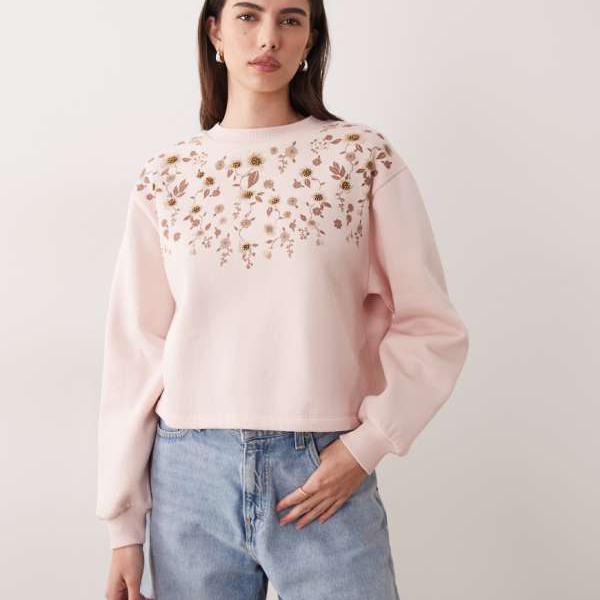 ミスセルフリッジ Miss Selfridge  ミスセルフリッジのサクラ色の花柄トレーナー トップス レディース お上さん インポートブランド たわい無い大きさから気が大きい大きさまで
