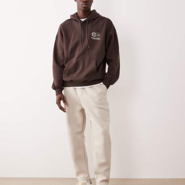 エイソス ASOS asos ASOS DESIGNのスキューバスタイルの生地を使用した厚手のテーパードジョガー（ベージュ） パンツ ボトム メンズ 男性 インポートブランド 小さいサイズから大きいサイズまで