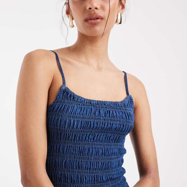 エイソス ASOS asos ASOS DESIGN デニムシャーリングキャミソールセットアップ（インクウォッシュ） トップス レディース 亭主もち インポートブランド ごく小さい大きさから大層らしい大きさまで