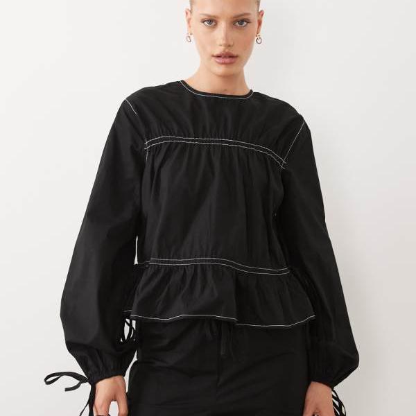 エイソス ASOS asos ASOS DESIGN 対比編み目 スモーキングジャケット セットアップトップス（黒いこと） トップス レディース お上さん インポートブランド たわい無い大きさから気が大きい大きさまで