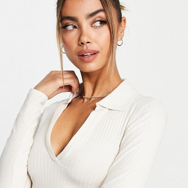モンキ Monki Monki ベージュの襟付き長袖トップ トップス レディース 女性 インポートブランド 小さいサイズから大きいサイズまで