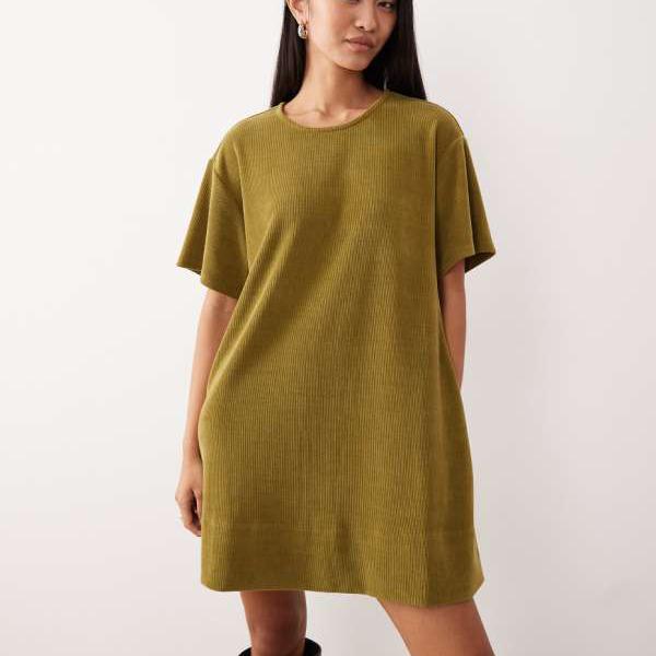エイソス ASOS asos ASOS DESIGN ポケット付きコード付き半袖シフトミニドレス（グリーン） ワンピース レディース 女性 インポートブランド 小さいサイズから大きいサイズまで 11,045円