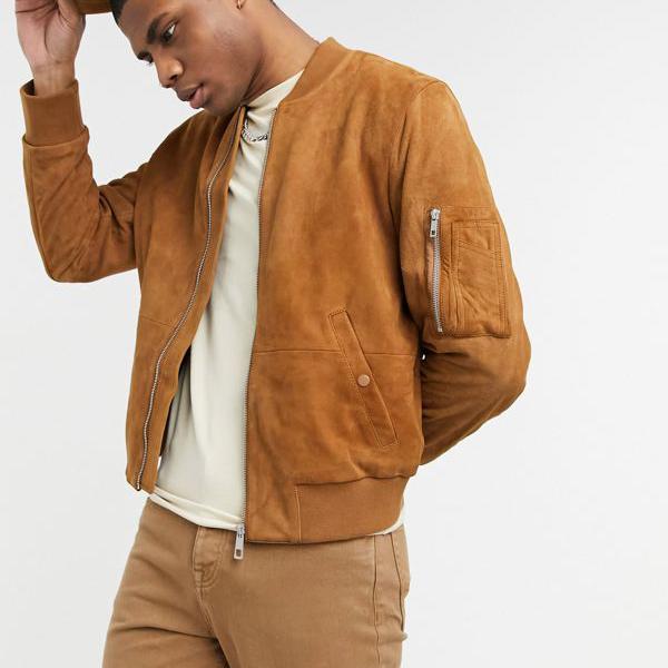 全日本送料無料 メンズファッション コート ジャケット エイソス 小さいサイズから大きいサイズまで インポートブランド 男性 メンズ アウター Asosdesignスエードボンバーma1ポケット付きタン Asos Asos Sercomedsa Cl