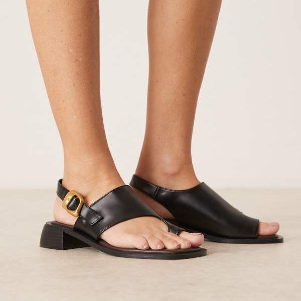 エイソス ASOS asos ASOS DESIGN Farrow アシンメトリートゥループヒールサンダル（ブラック） 靴 レディース 女性 インポートブランド 小さいサイズから大きいサイズまで