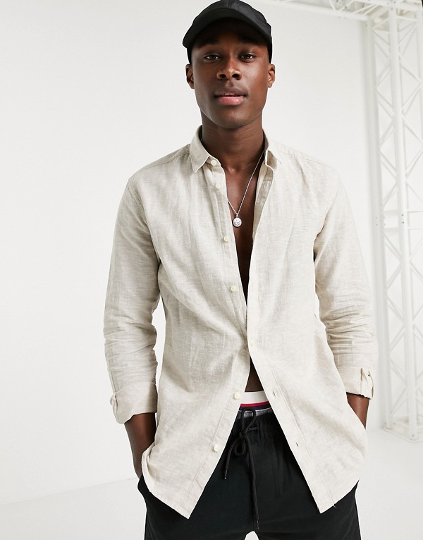 品質保証 カジュアルシャツ 小さいサイズから大きいサイズまで インポートブランド 男性 メンズ トップス ベージュのonly Sonsリネンシャツ Sons Only オンリー サンズ 売れ筋介護用品も Applefaces Co