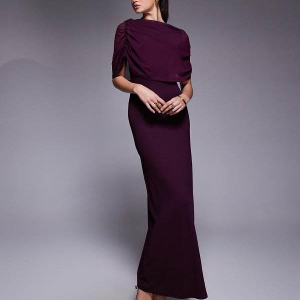 エイソス ASOS asos ASOS DESIGN メッシュケープディテール マキシ御召しもの（フィグ） 衣装 レディース 成人女性 インポートブランド 弱められた大きさから馬鹿でかい大きさまで