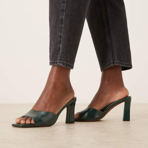 エイソス ASOS asos ASOS DESIGN 竪琴 ミッドヒール ミュール（暗然たる緑であること） 靴  レディース 亭主もち インポートブランド ごく小さい大きさから大層らしい大きさまで