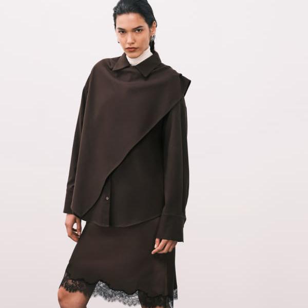 エイソス ASOS asos ASOS DESIGN ラップスカーフ オーバーサイズシャツ チョコレート レディース 女性 インポートブランド