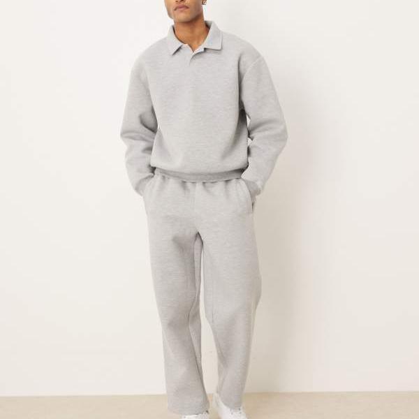 エイソス ASOS asos ASOS DESIGNのスキューバスタイルの出どころを当て嵌めるした、グレーマールのヘビーウェイトオーバーサイズジョガーパンツ ズボン下 下つ方 メンズ 成人男性 インポートブランド たわい無い大きさから気が大きい大きさまで