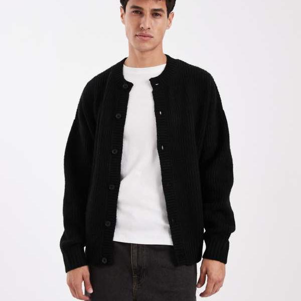 ジャックアンドジョーンズ Jack & Jones ジャック＆ジョーンズのクルーネックカーディガン（ブラック） トップス メンズ 男性 インポートブランド 小さいサイズから大きいサイズまで