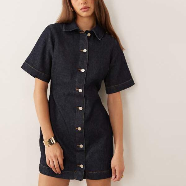 エイソス ASOS asos ASOS DESIGN デニムシャツミニドレス(インディゴ) ワンピース レディース 女性 インポートブランド 小さいサイズから大きいサイズまで
