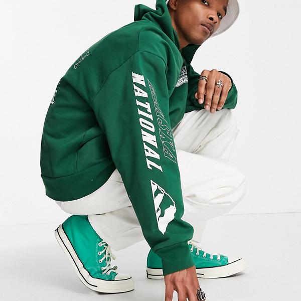 ジェイデッドロンドン Jaded London Jaded London アラスカプリントのグリーンのjadedlondon特大パーカー トップス メンズ 男性 インポートブランド 小さいサイズから大きいサイズまで Fmcholollan Org Mx