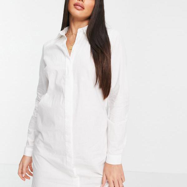 高級特価素材使用ブランドの京都のセレクトショップdivacloset エイソス Asos Asos Asosdesignトールコットンミニシャツドレスホワイト エイソス レディース ワンピース ドレス レディース 女性 インポートブランド 小さいサイズから大きいサイズまで 大感謝セール の