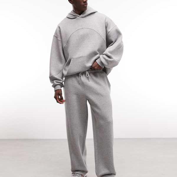 エイソス ASOS asos ASOS DESIGN ワイドレッグジョガーパンツ、とり捨てる＆ソー、グレーマール ズボン下 下つ方 メンズ 成人男性 インポートブランド ごく小さい大いさから惜しみ無い大いさまで メンズファッション-ズボン・パンツ