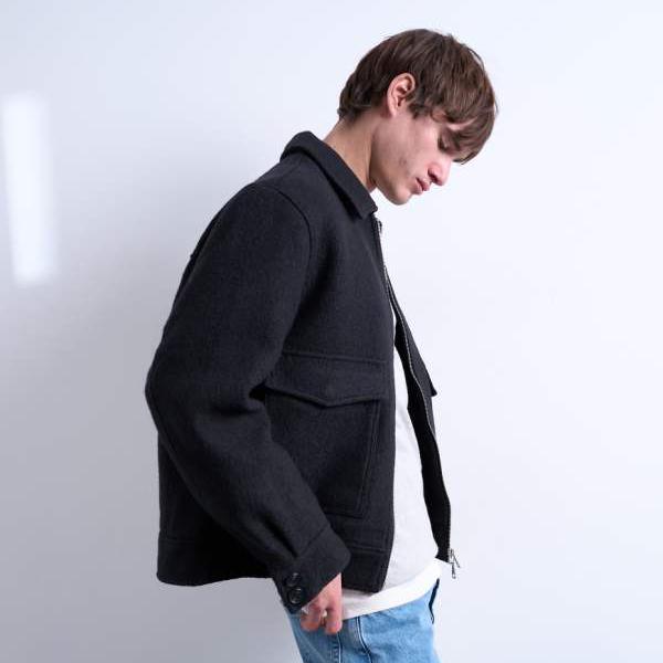 トップマン Topman TOPMAN トップマン ウールブレンド ジップスルーシャケット ダークグレー トップス メンズ 男性 インポートブランド 小さいサイズから大きいサイズまで