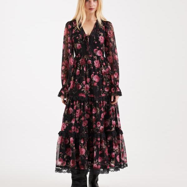 ミスセルフリッジ Miss Selfridge ミス・セルフリッジのコルセットディテール入りマキシドレス（ローズプリント） ワンピース レディース 女性 インポートブランド 小さいサイズから大きいサイズまで｜セレクトショップ　Diva　Closet