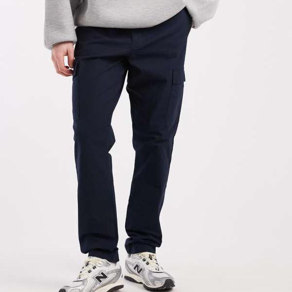 エイソス ASOS asos ASOS DESIGN スリム プルオン カーゴパンツ（ネイビー リップストップ） パンツ ボトム メンズ 男性 インポートブランド 小さいサイズから大きいサイズまで