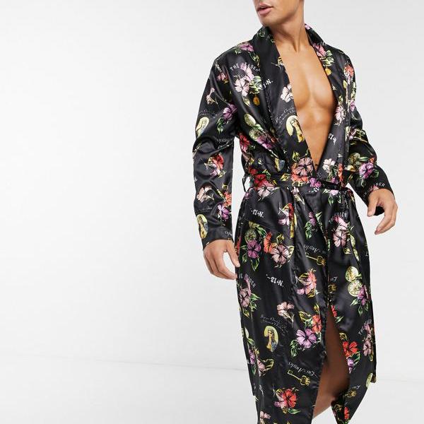 エイソス Asos Asos Asosdesignのコーディネートドレッシングガウン フローラルサテン 部屋着 メンズ 男性 インポートブランド 小さいサイズから大きいサイズまで 京都のセレクトショップdivacloset 発注後のキャンセル Gown Painandsleepcenter Com