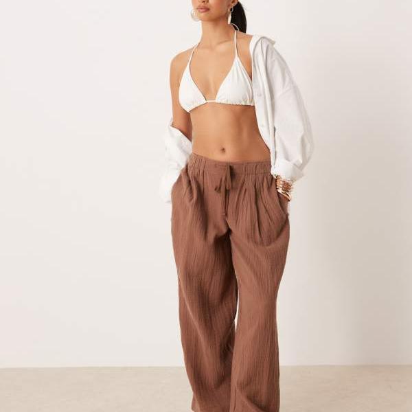 エイソス ASOS asos ASOS DESIGN Petite Callie チーズク天使の都市 砂浜 軽気球 トラウザー（モカ） ズボン下 下つ方 レディース お上さん インポートブランド 小っちゃい大いさから馬鹿でかい大いさまで
