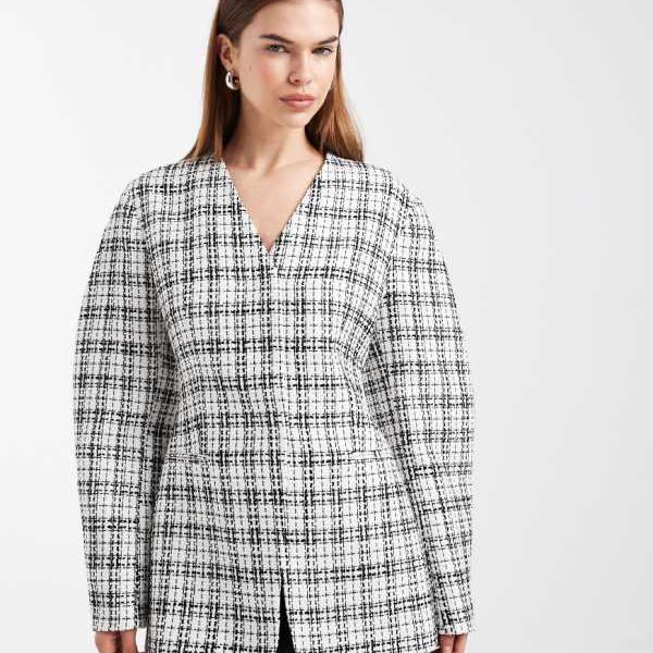 エイソス ASOS asos ASOS DESIGN エクリュツイードのシンチブレザー アウター レディース 女性 インポートブランド 小さいサイズから大きいサイズまで