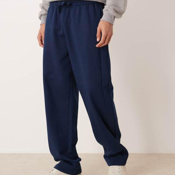 エイソス ASOS asos ASOS DESIGN サーキュラーストレートレッグジョガー（400gsm ネイビー） パンツ ボトム メンズ 男性 インポートブランド 小さいサイズから大きいサイズまで