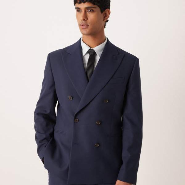 エイソス ASOS asos ASOS DESIGN スリムスーツジャケット（ネイビーテクスチャ） アウター メンズ 男性 インポートブランド 小さいサイズから大きいサイズまで