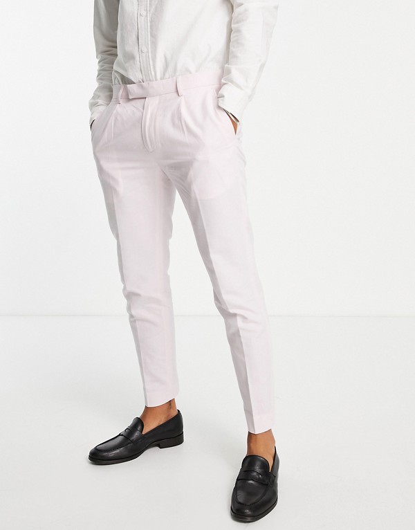 モス ブロス Moss Bros モスロンドンリネンルックパンツ パストルピンク パンツ 下様 メンズ 成人男性 インポートブランド 弱められた大いさから嵩高サイズまで Bairien Yamagata Jp