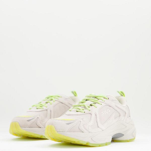 フィラ Fila Fila オフホワイトとネオンイエローのfilaheroicsトレーナー 靴 レディース 女性 インポートブランド 小さいサイズから大きいサイズまで Elbevet Com