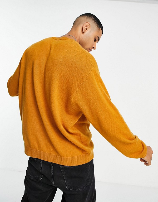 エイソス Asos Asos Asosdesignマスタードの特大ラムウールジャンパー トップス メンズ 男性 インポートブランド 小さいサイズ から大きいサイズまで Deerfieldtwpportage Com