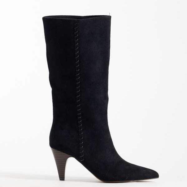 エイソス ASOS asos ASOS DESIGN カリオペ 踵付き添い人ニーハイブーツ（ウィップステッチディテール、黒いこと） 靴 レディース お上さん インポートブランド たわい無い大きさから気が大きい大きさまで