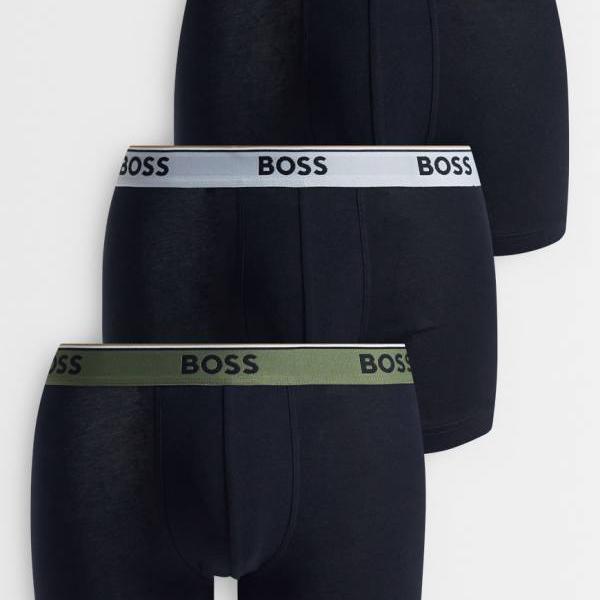 Boss Bodywear Power 3枚組ロゴタイプ入り口・入口コントラストウエストバンドトランクス（黒いこと） アンダーお召しもの 肌付き メンズ 成人男性 インポートブランド