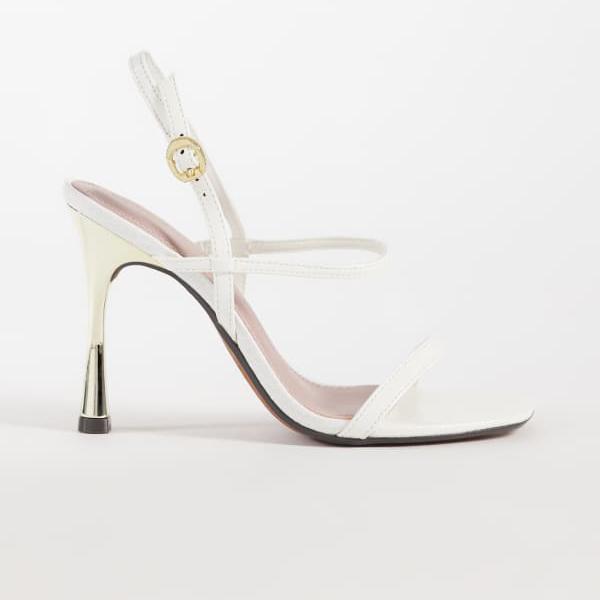 リバーアイランド River Island RIVER ISLAND リバーアイランドのストラップ付きヒールサンダル（ホワイト） 靴 レディース 女性 インポートブランド 小さいサイズから大きいサイズまで