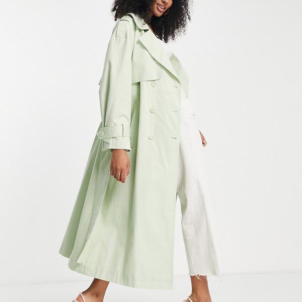 エイソス ASOS asos セージグリーンのネクタイ付きASOSEDITIONトレンチコート アウター レディース 女性 インポートブランド 小さいサイズから大きいサイズまで