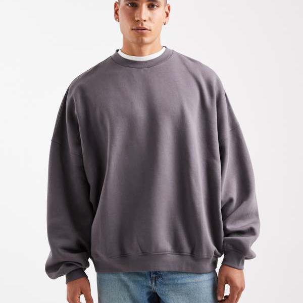 エイソス ASOS asos ASOS DESIGN エッセンシャルズ エクストリーム オーバーサイズ スウェットシャツ（チャコール） トップス メンズ 男性 インポートブランド 小さいサイズから大きいサイズまで