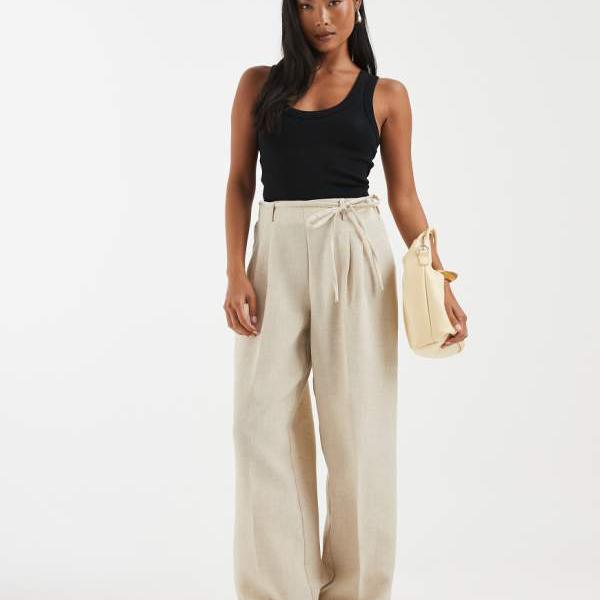 ヴェロモーダ Vero Moda Vero Moda Petite 織りプリーツフロントテーラードトラウザー、タイ王国酉の方角、石ころ色つや 下つ方  ズボン下 レディース 成人女性 インポートブランド 弱められた大きさから馬鹿でかい大きさまで