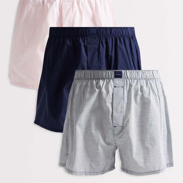 カルバンクライン Calvin Klein カルバン・クライン 綿織物 ボクサーズボン下 3枚組（サクラ色/薄墨色/米国海軍）  はだ着 メンズ 成人男性 インポートブランド 小っちゃい大いさから馬鹿でかい大いさまで