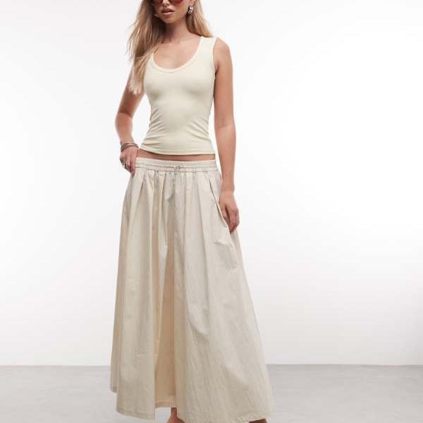 エイソス ASOS asos ASOS DESIGN ボリュームミディスカート（クリーム色） スカート レディース 女性 インポートブランド 小さいサイズから大きいサイズまで｜セレクトショップ　Diva　Closet